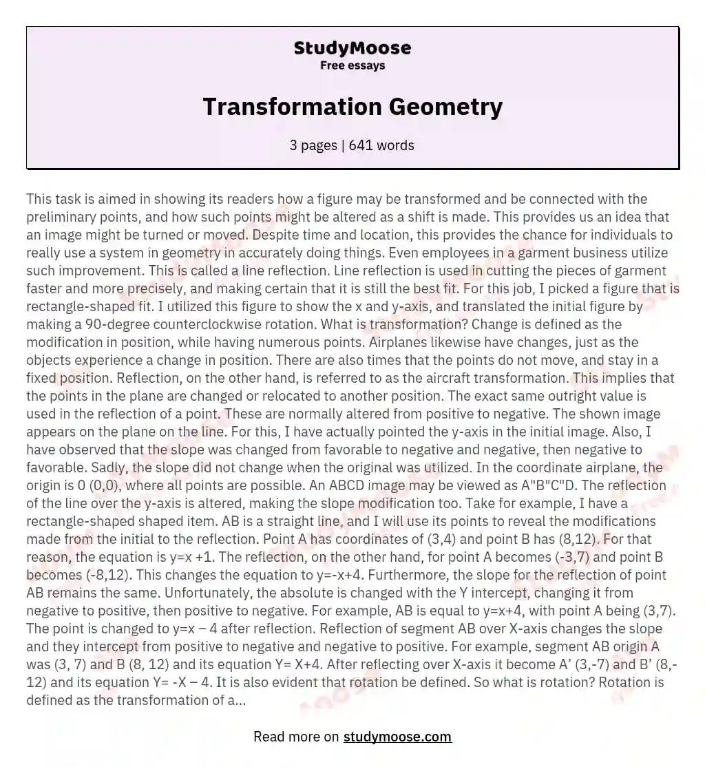 Transformation Geometry essay