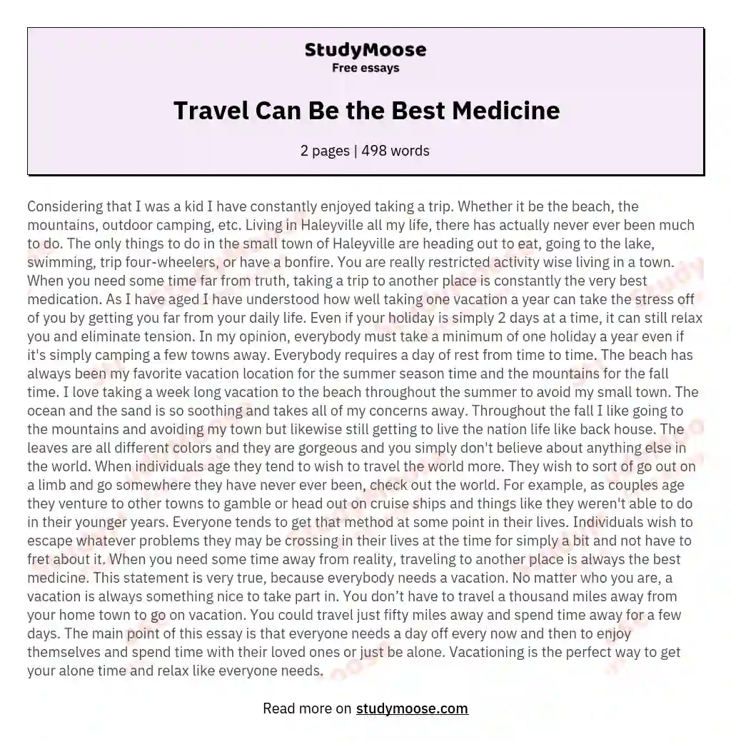 Travel Can Be the Best Medicine essay