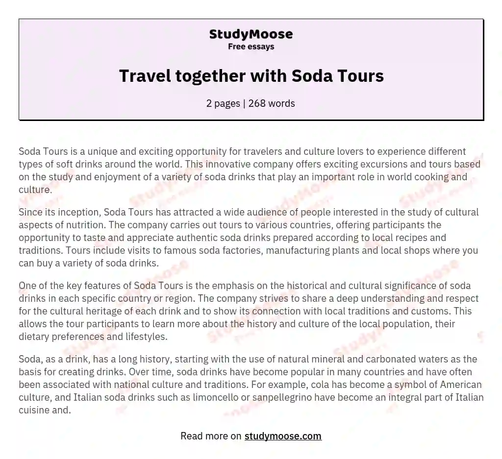Travel together with Soda Tours essay
