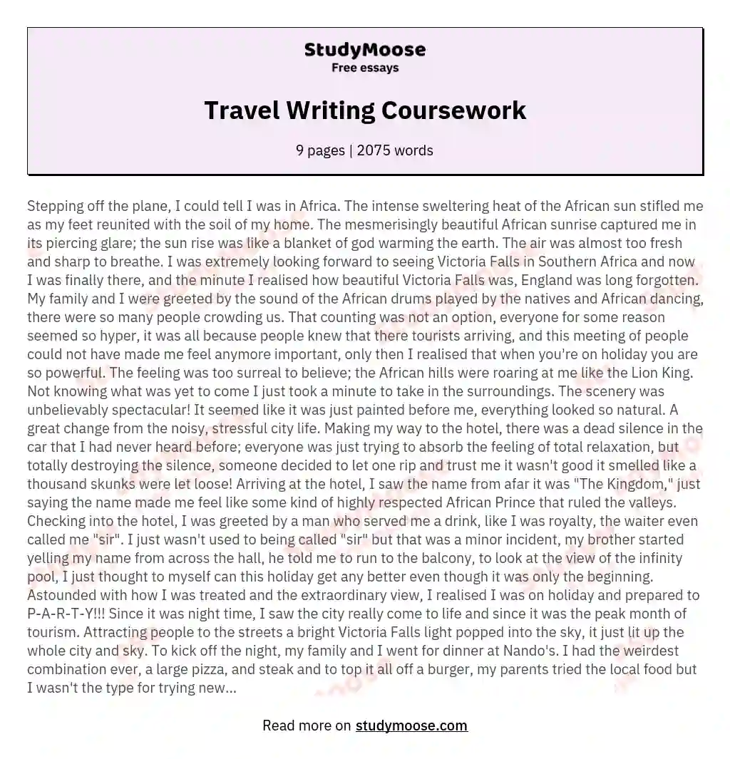 Travel Writing Coursework
