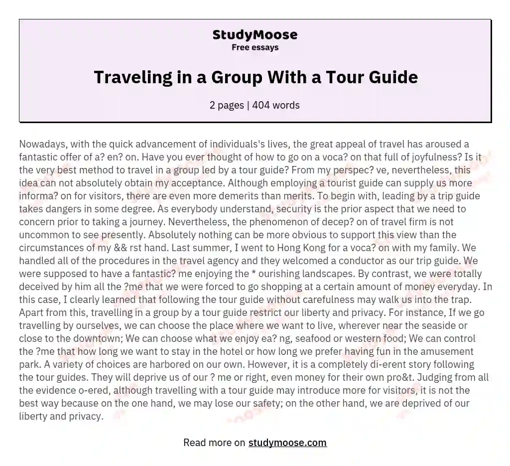 travel guide essay