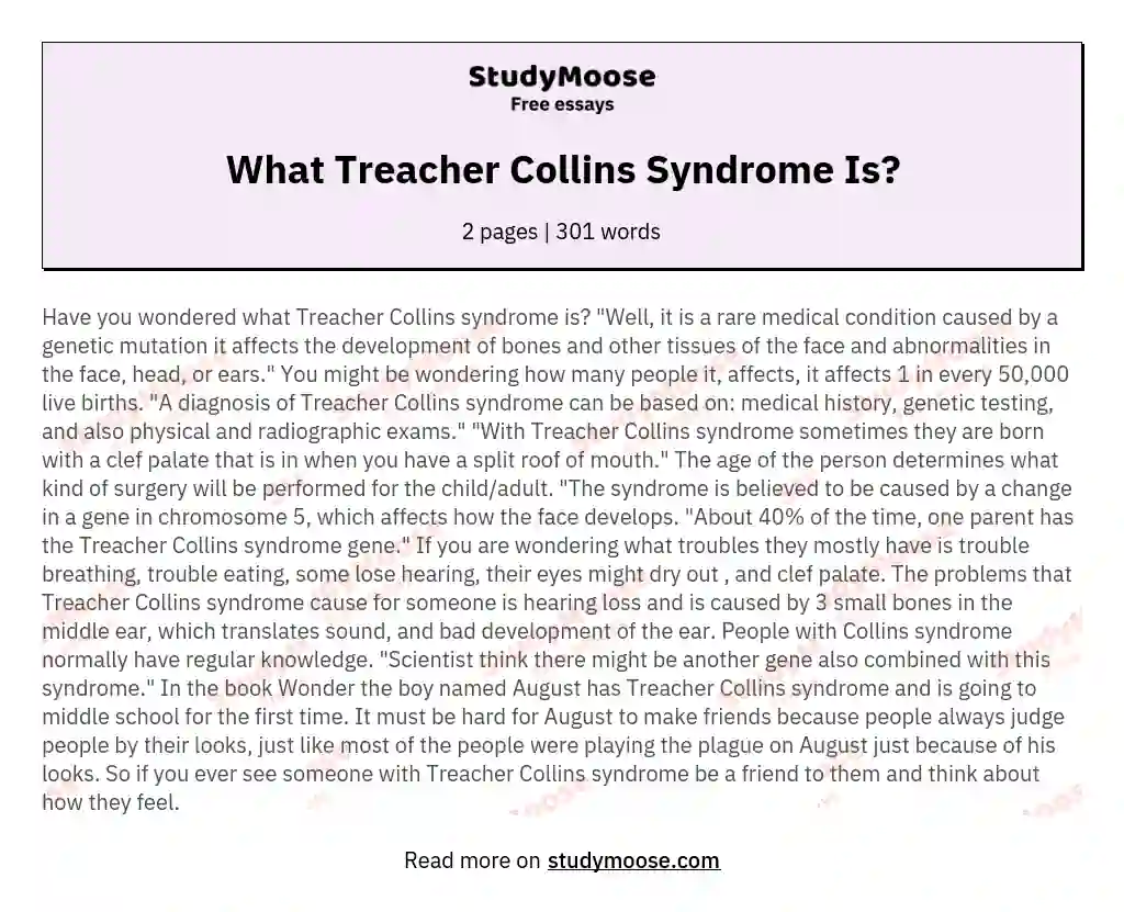What Treacher Collins Syndrome Is? essay
