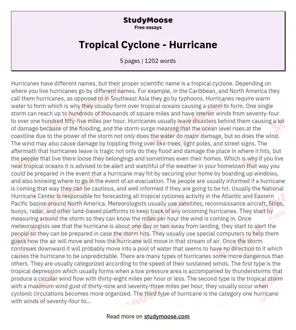 Tropical Cyclone - Hurricane