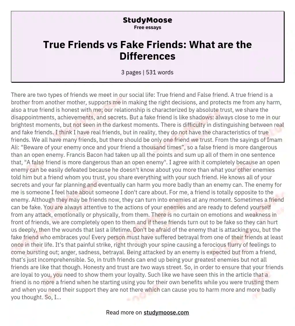 a true friend paragraph