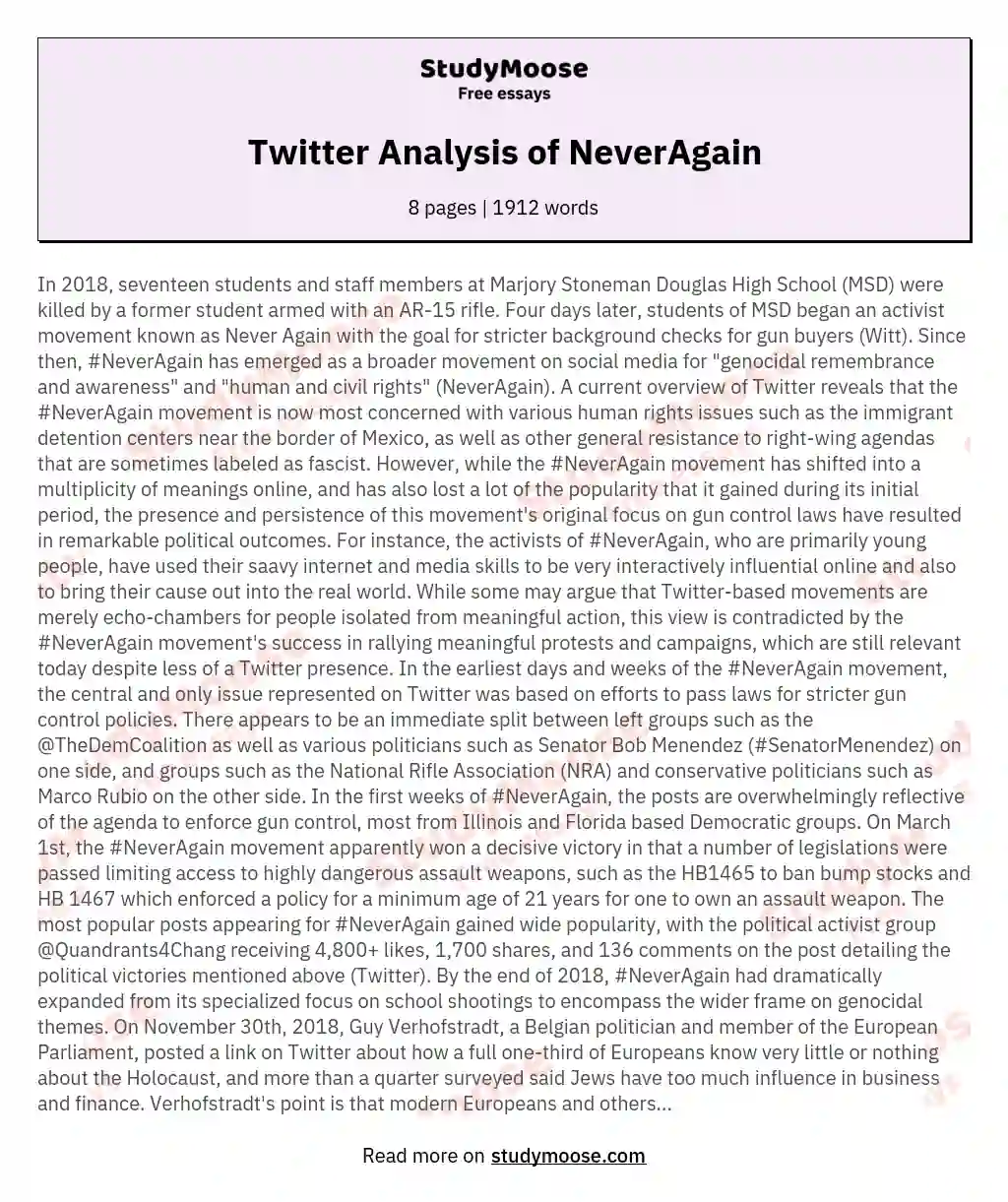 Twitter Analysis of NeverAgain