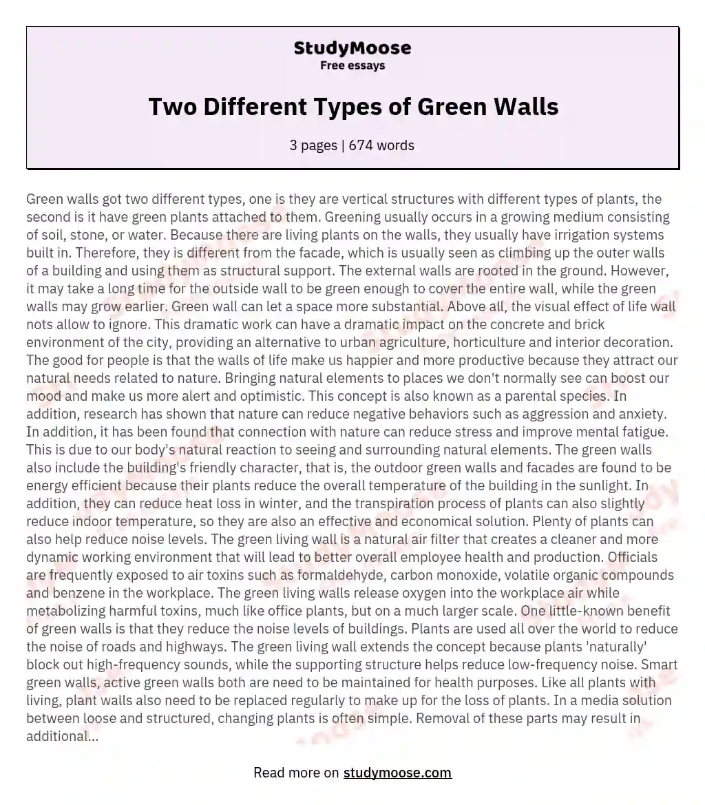 Two Different Types of Green Walls essay