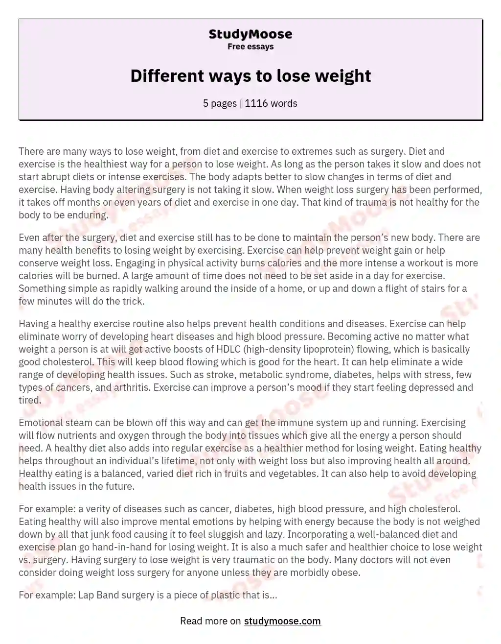 a process essay about how to lose weight