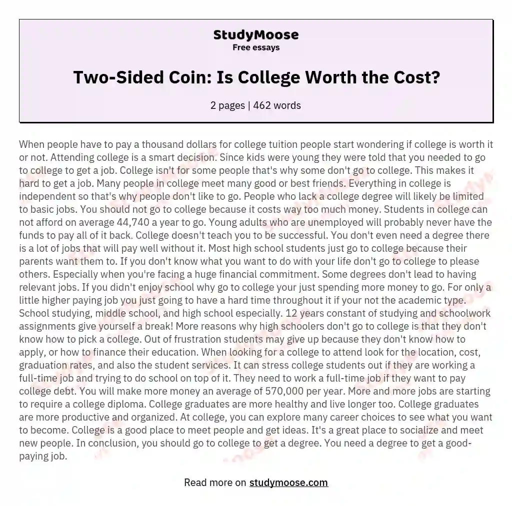 Two-Sided Coin: Is College Worth the Cost?