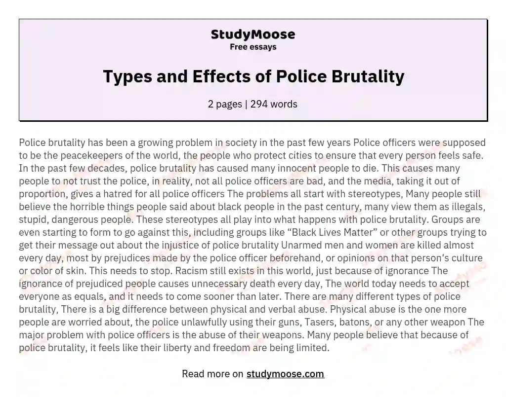 Types and Effects of Police Brutality essay