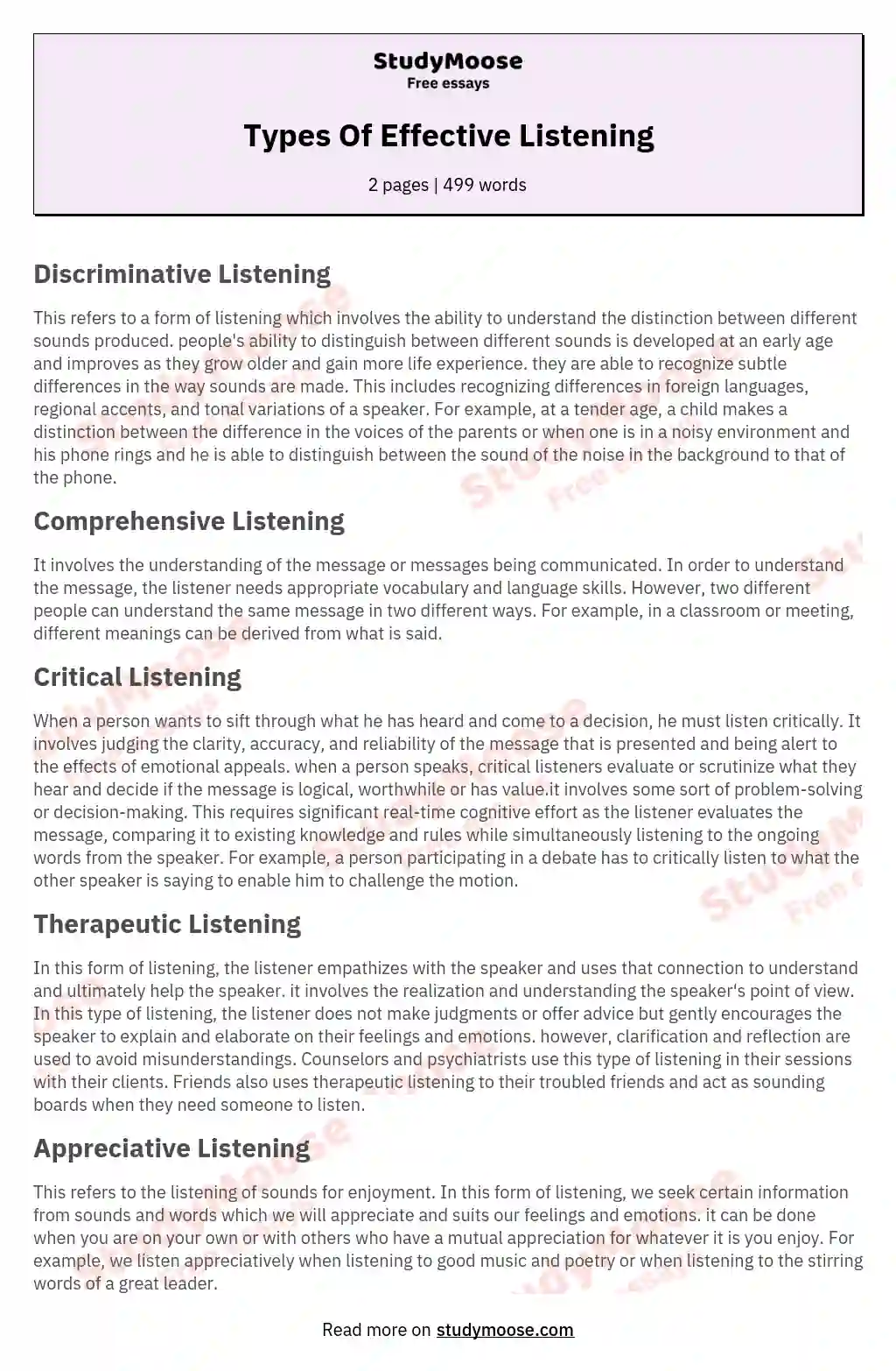 Types Of Effective Listening