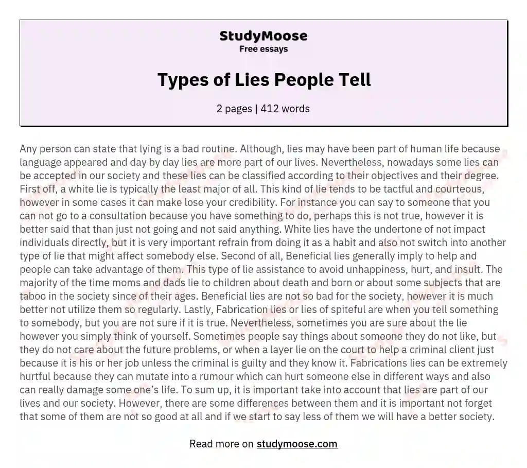 Types of Lies People Tell essay