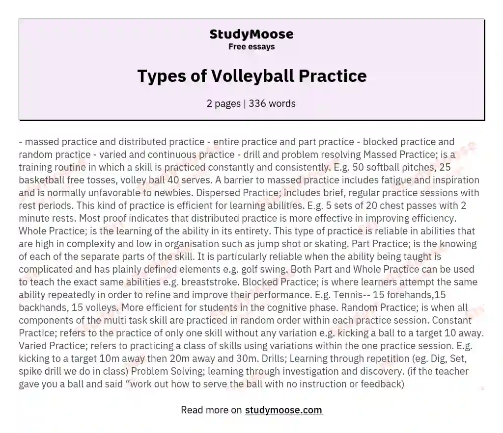 Types of Volleyball Practice