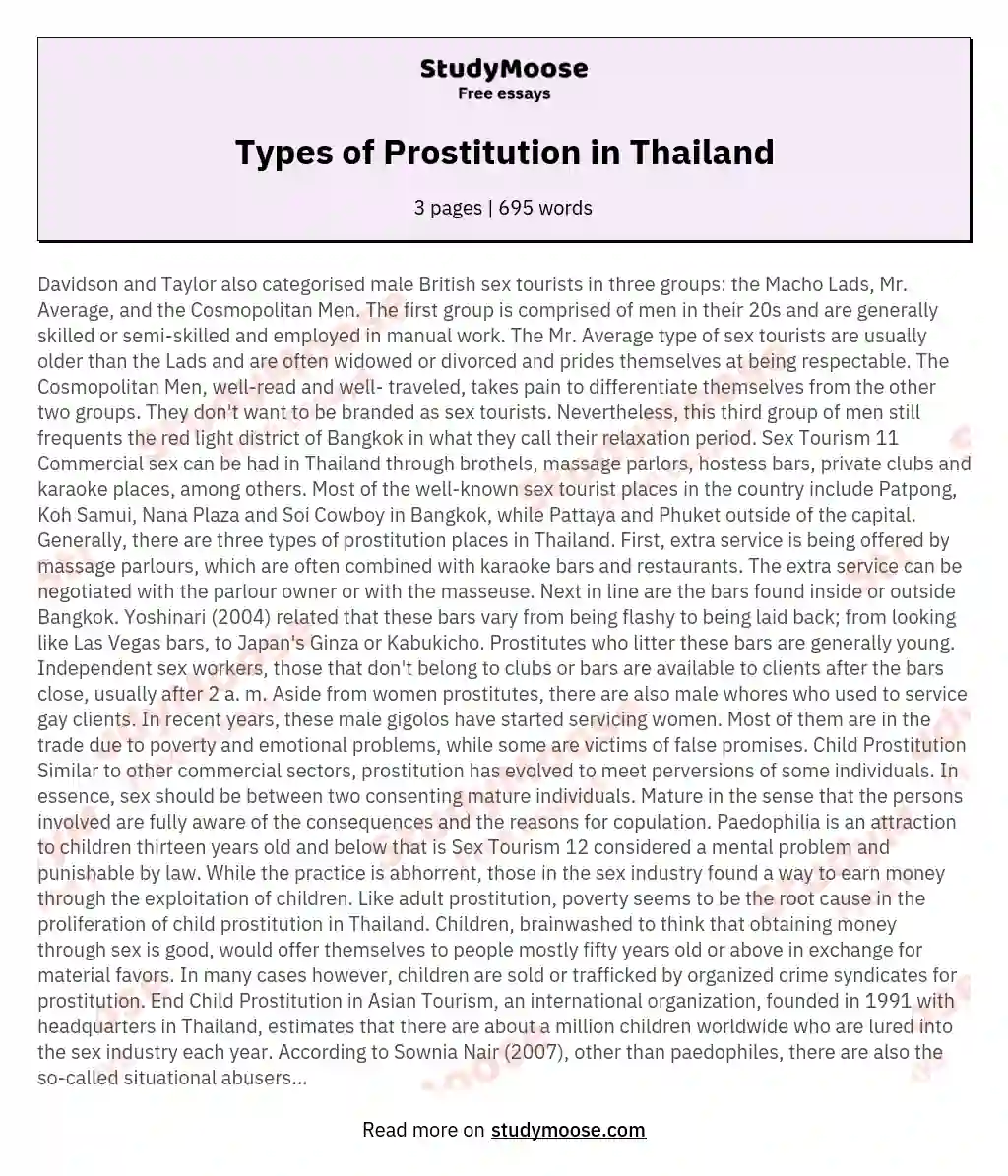 Types of Prostitution in Thailand essay