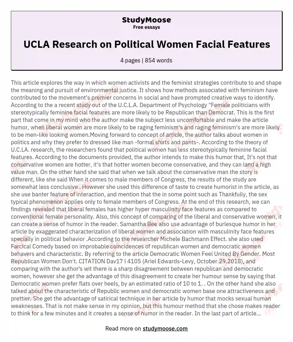 UCLA Research on Political Women Facial Features