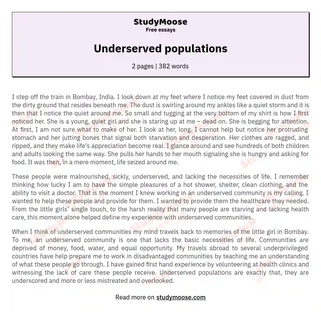 Underserved populations essay
