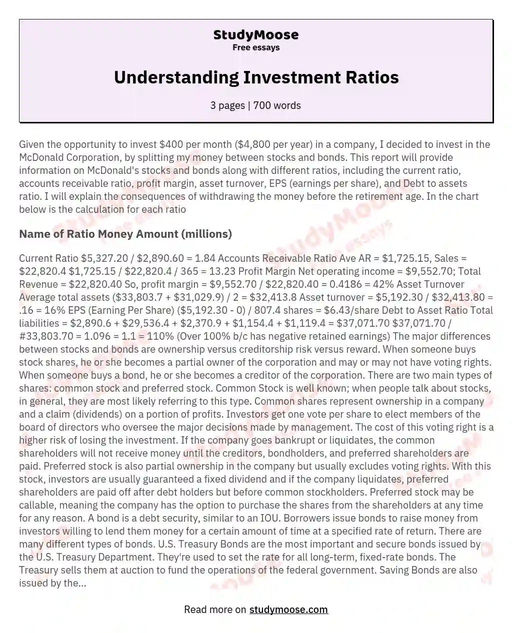 Understanding Investment Ratios