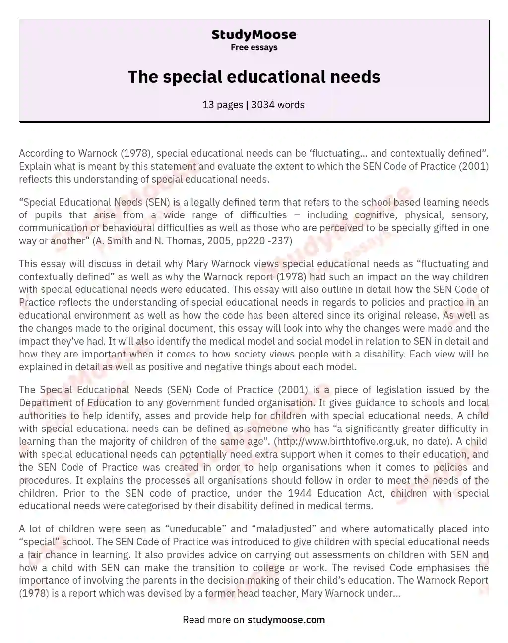 The special educational needs