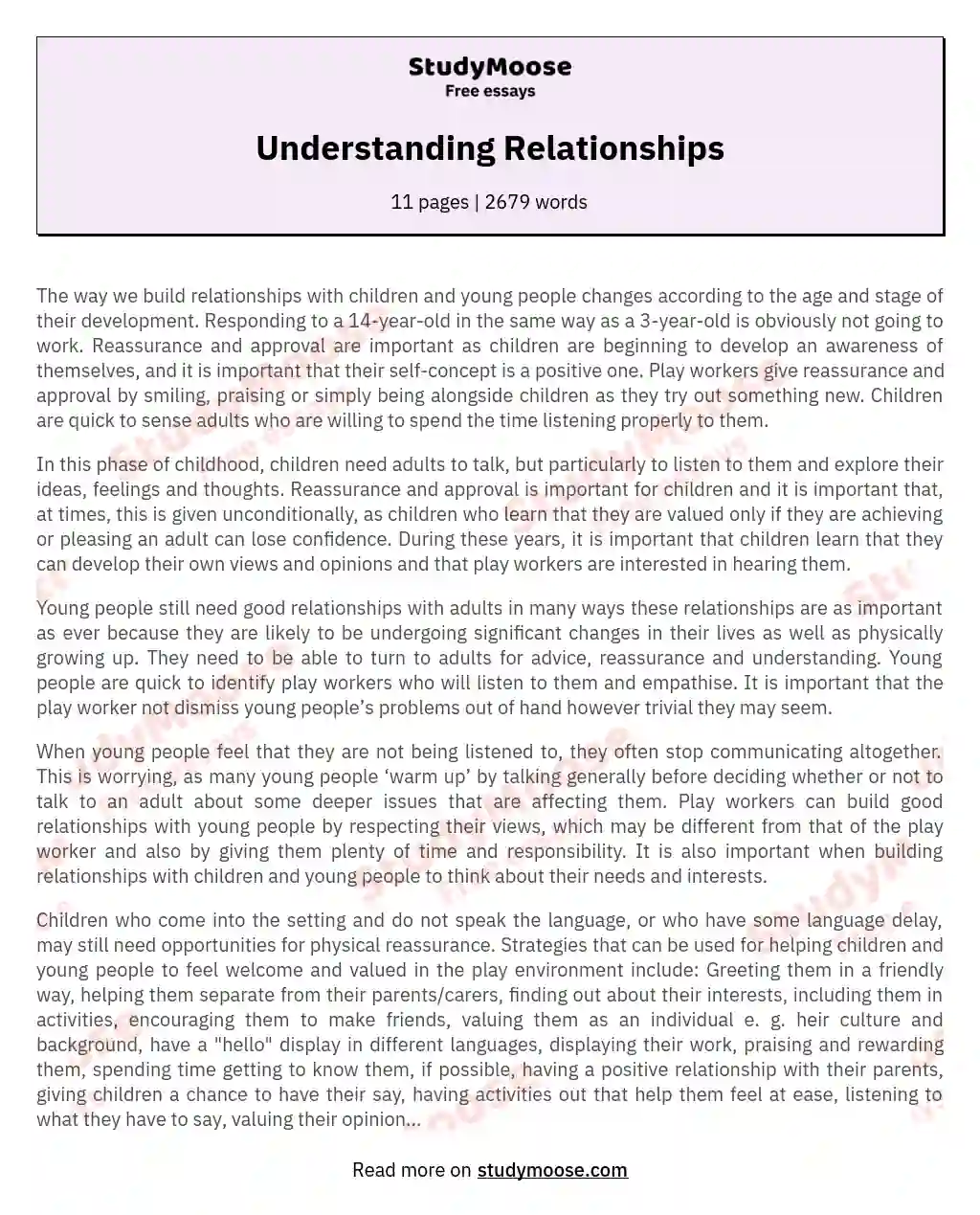 essay on human relationships