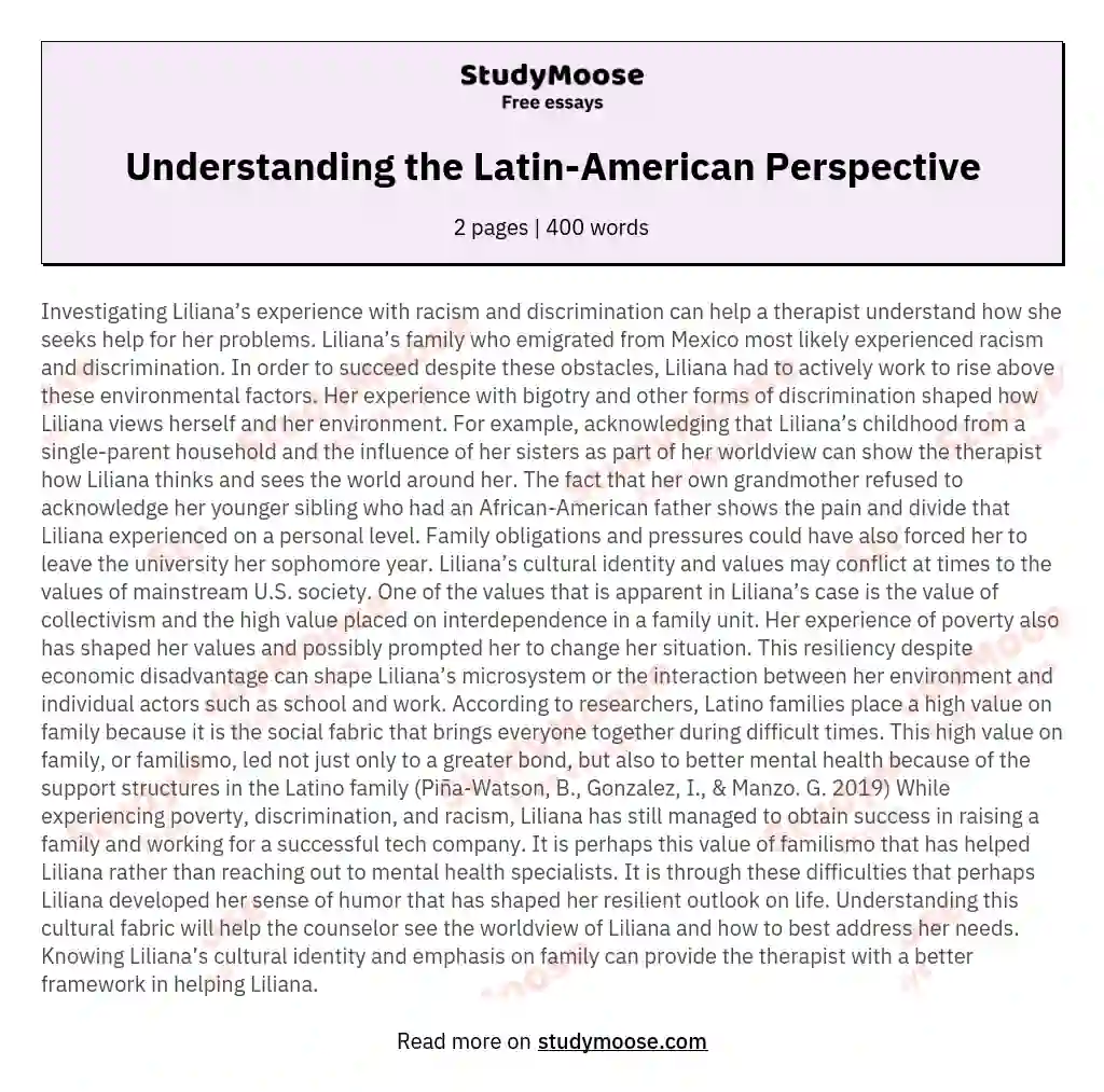 Understanding the Latin-American Perspective essay