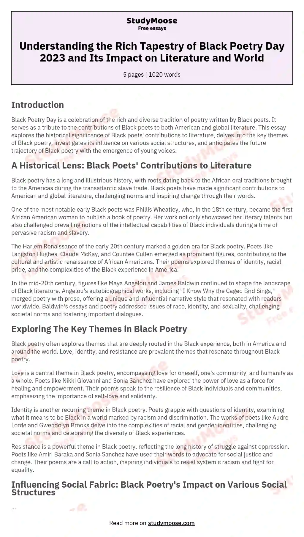Understanding the Rich Tapestry of Black Poetry Day 2023 and Its Impact on Literature and World essay