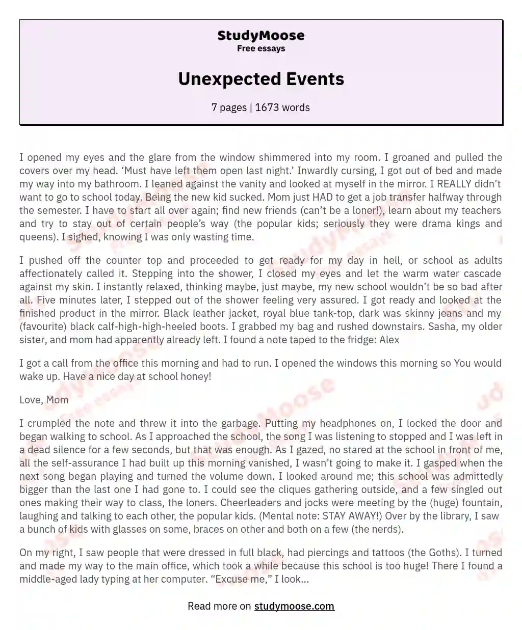 Unexpected Events essay