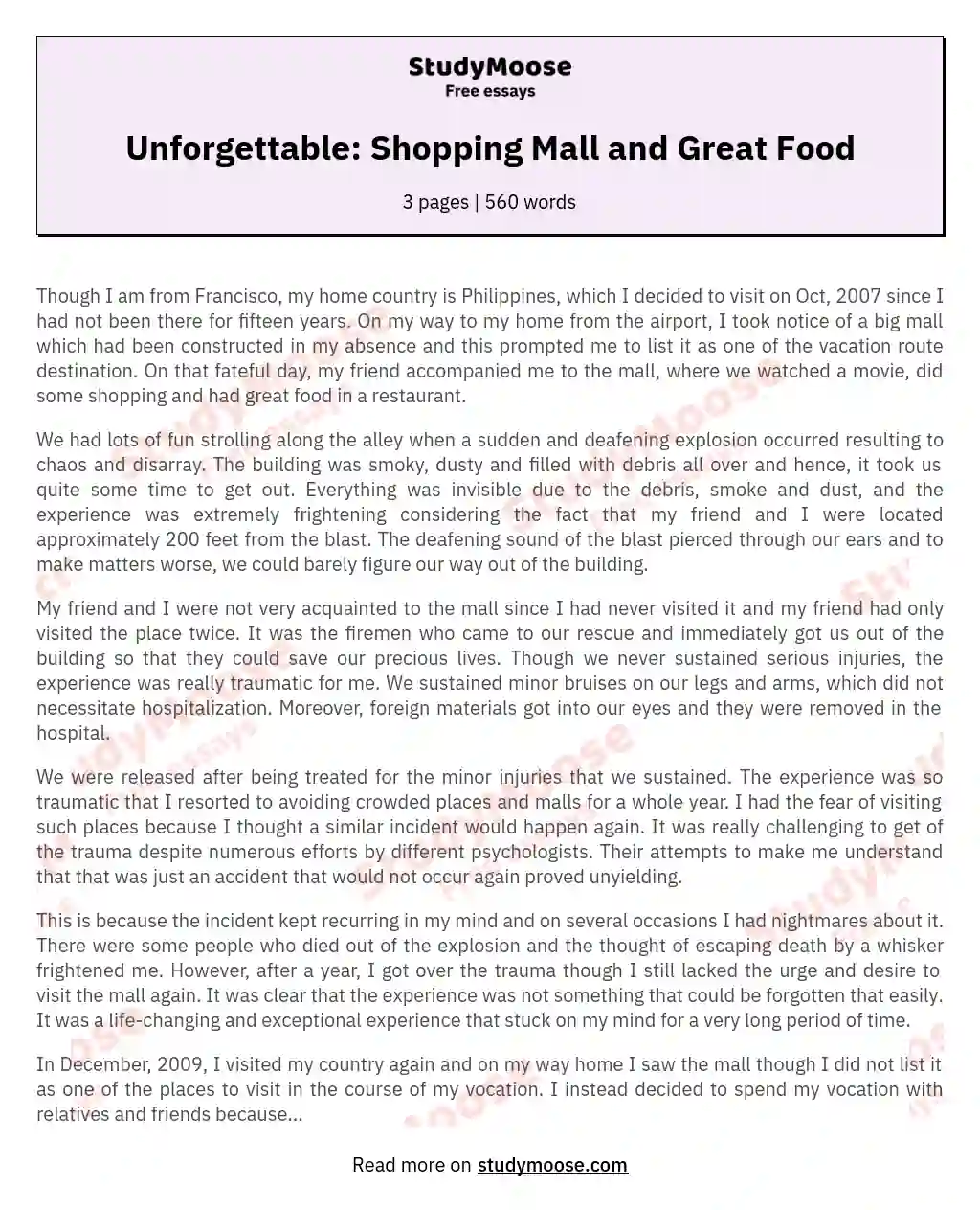 Unforgettable: Shopping Mall and Great Food