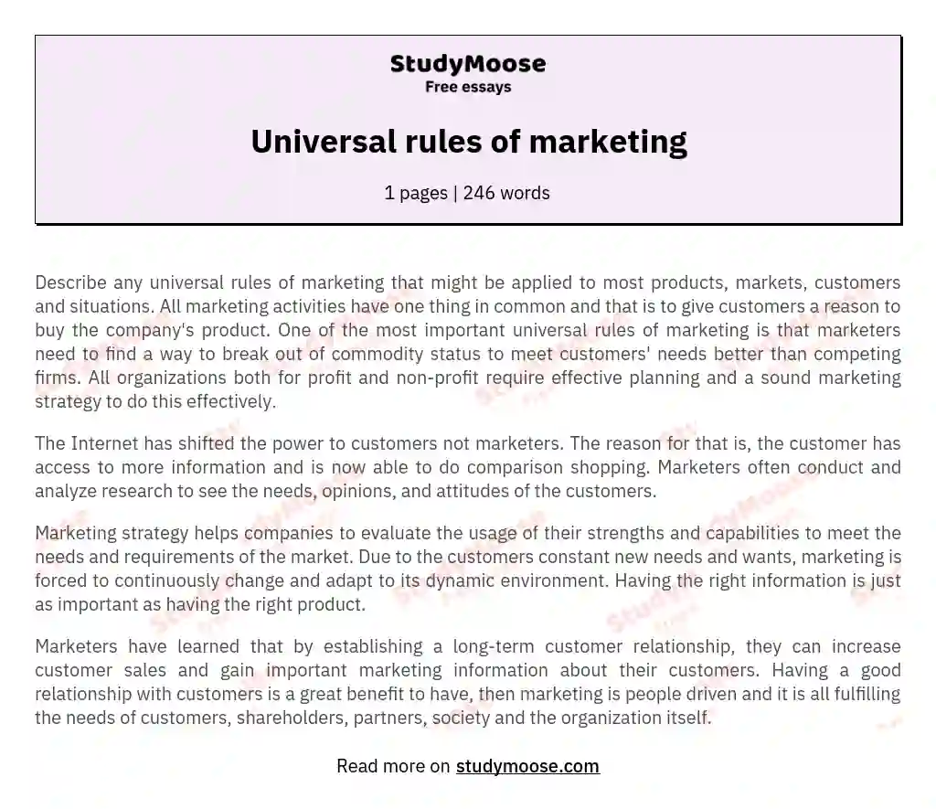 Universal rules of marketing