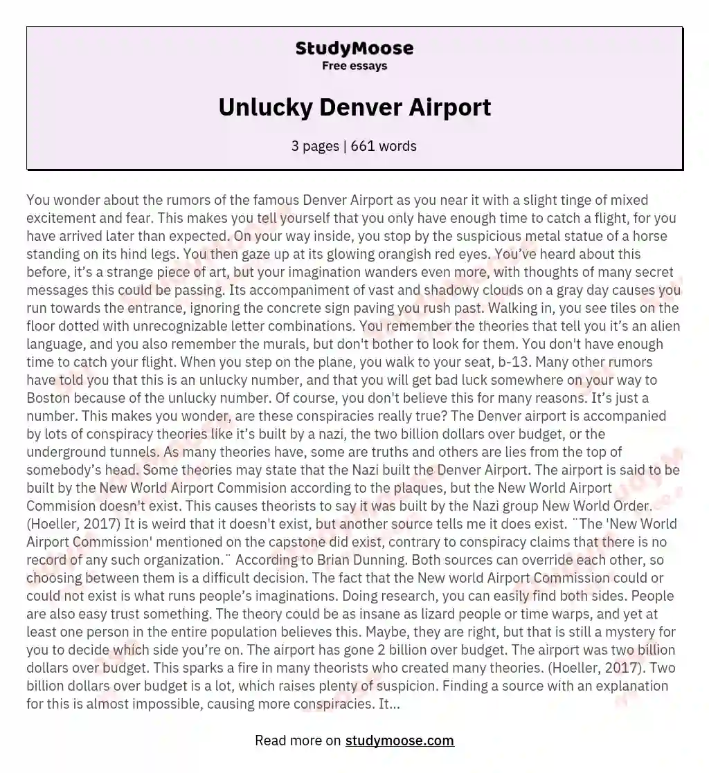 Unlucky Denver Airport essay