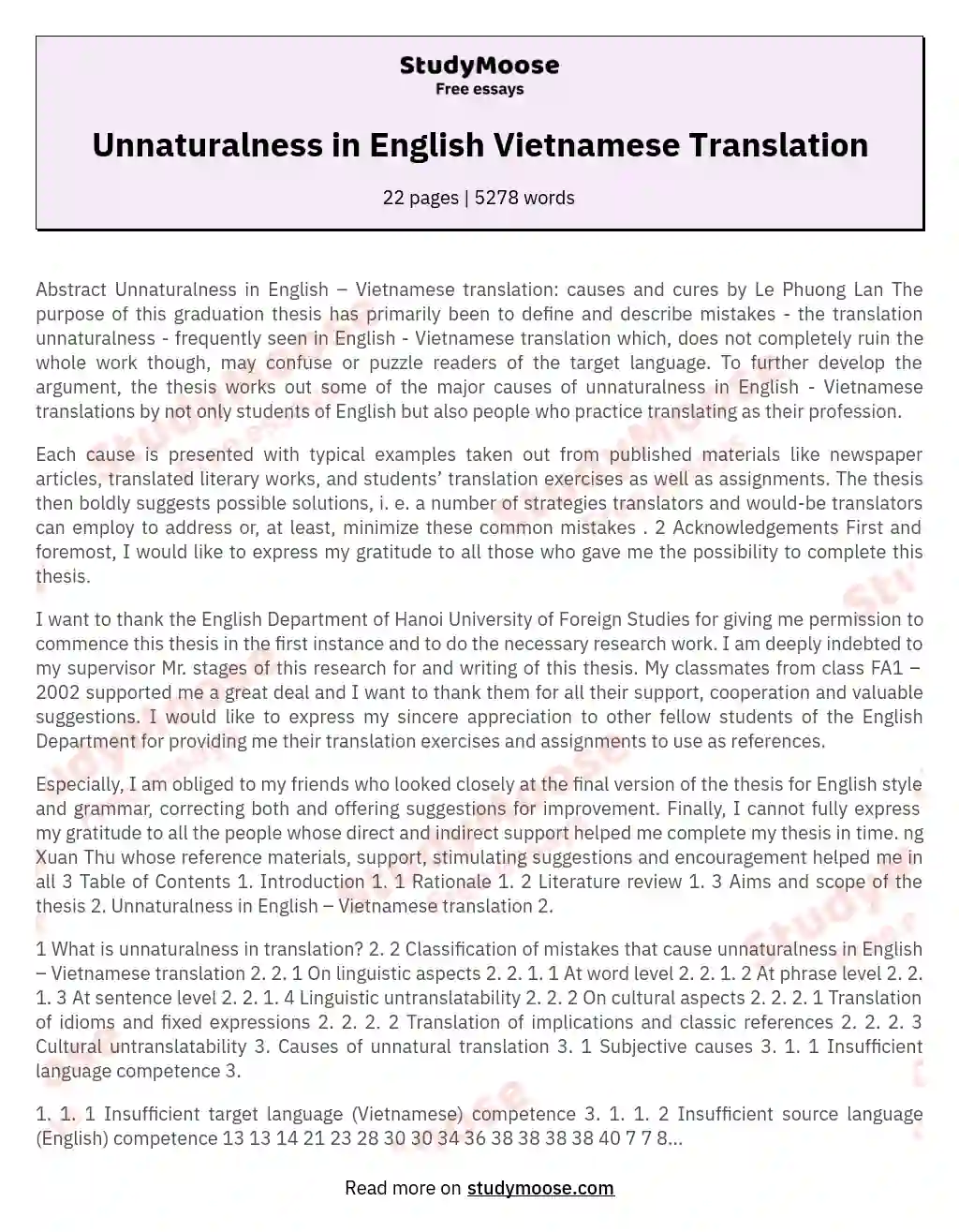 Unnaturalness in English Vietnamese Translation essay