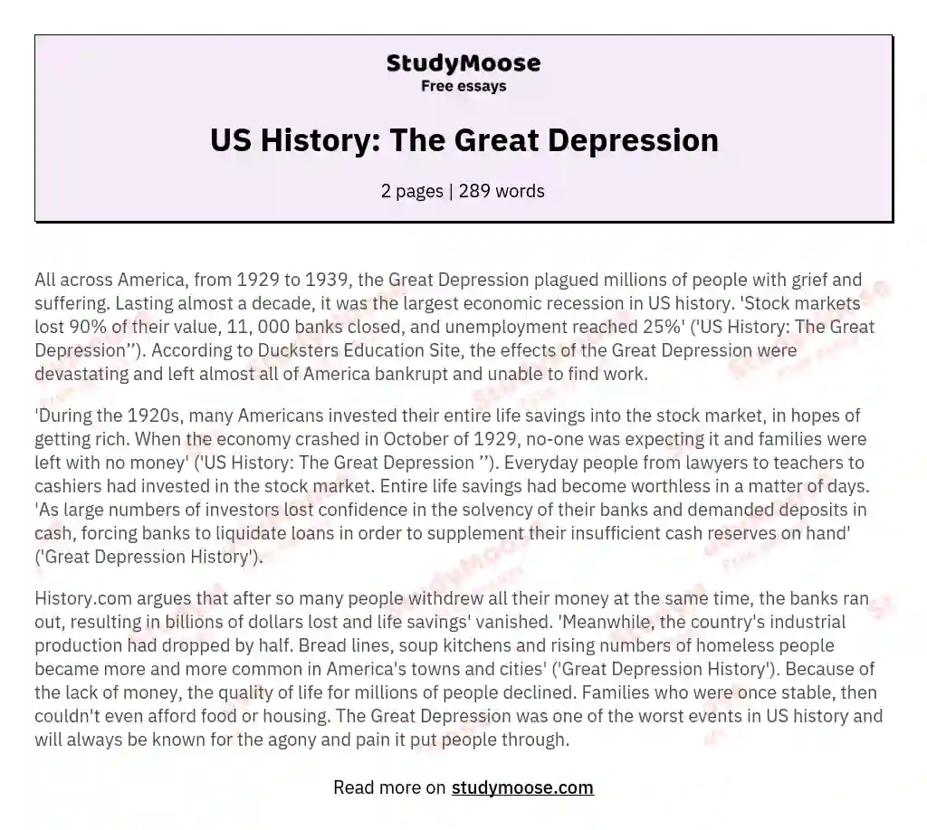 good titles for a great depression essay