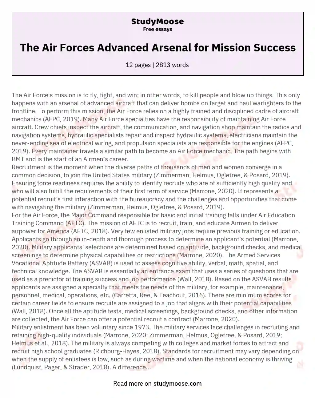 The Air Forces Advanced Arsenal for Mission Success essay