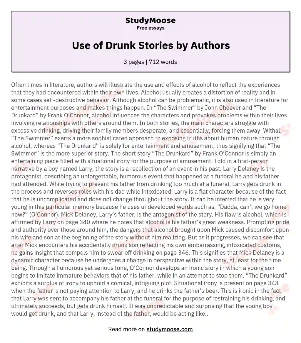 Use of Drunk Stories by Authors essay