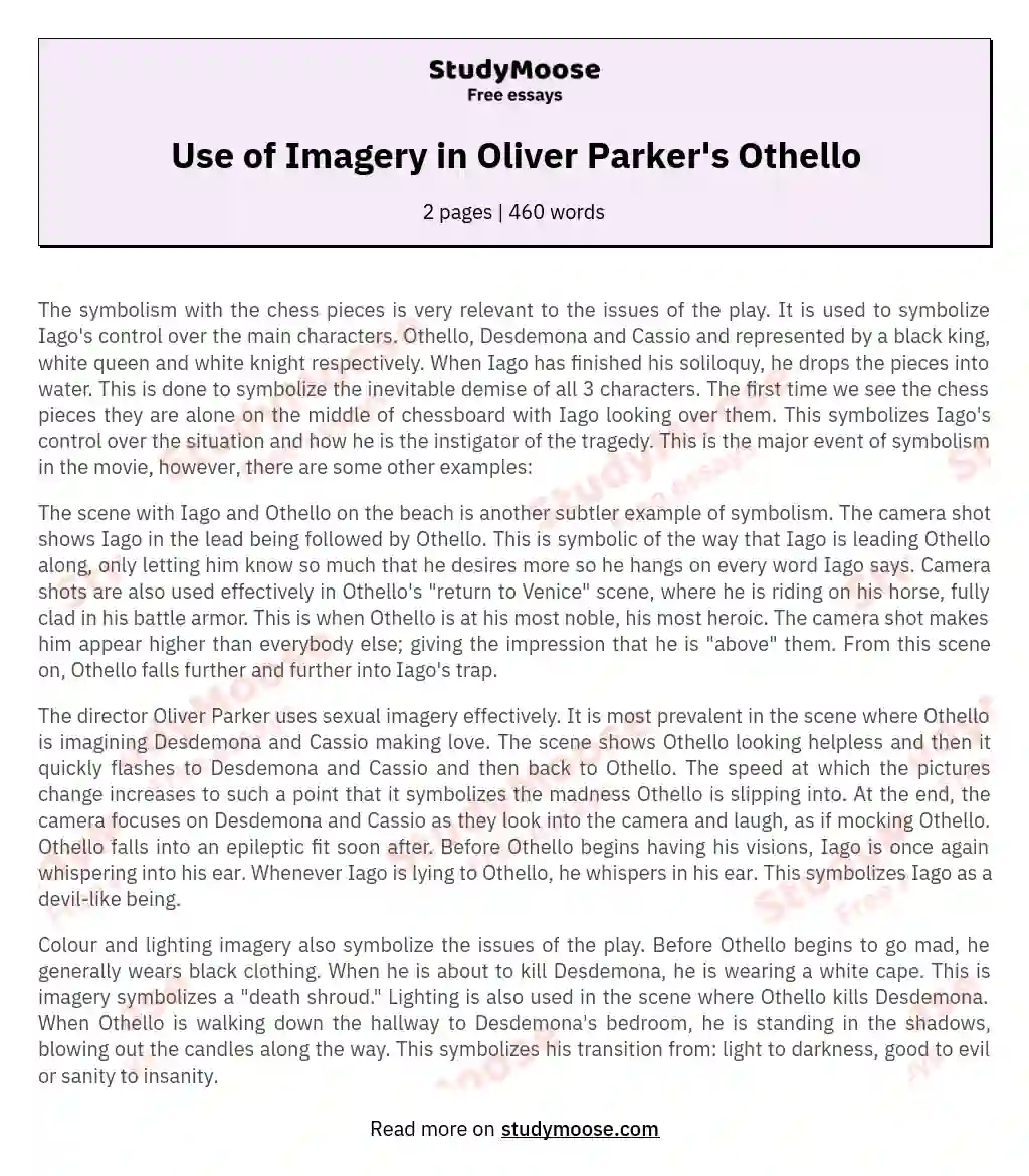 Use of Imagery in Oliver Parker's Othello