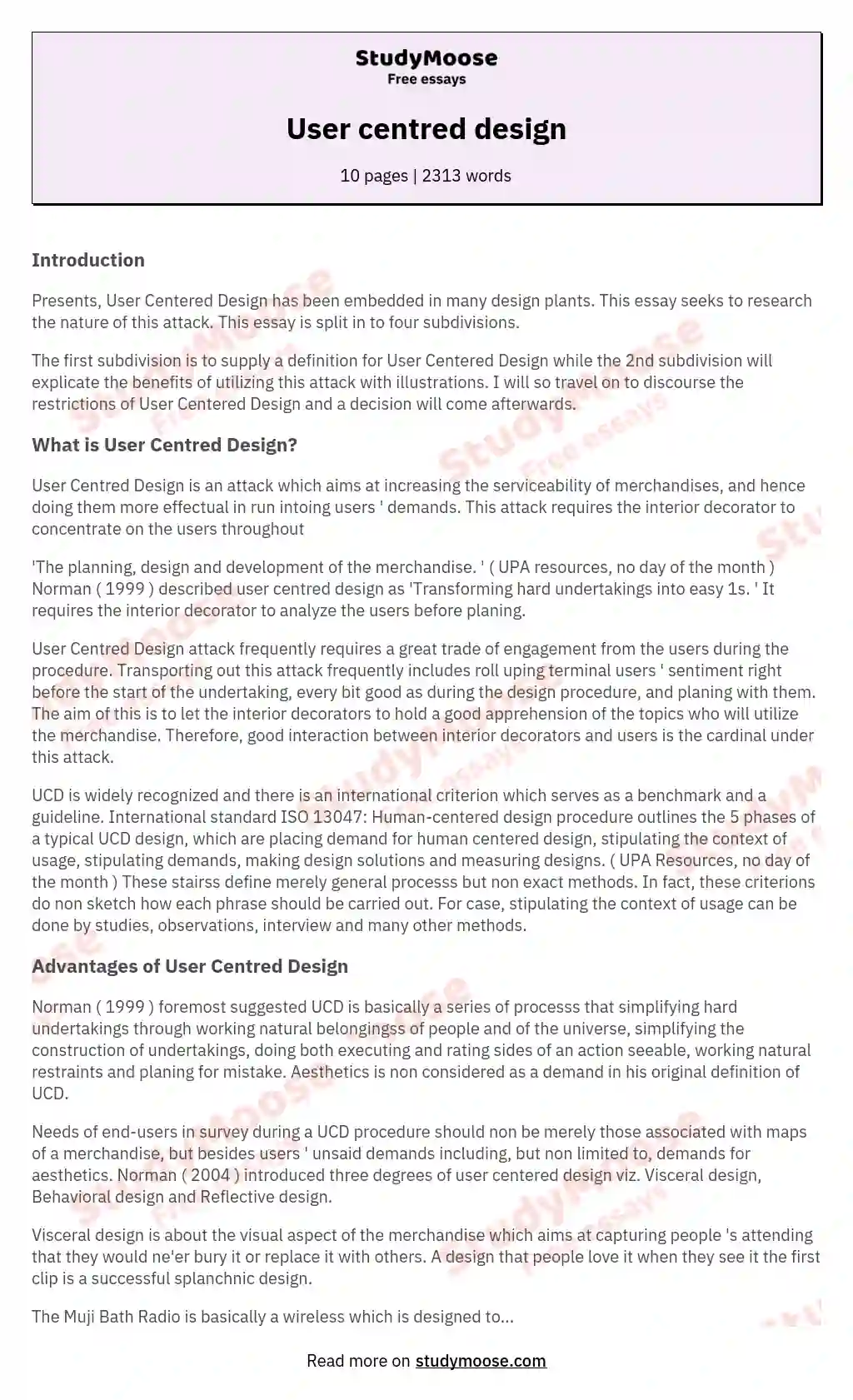 User centred design essay