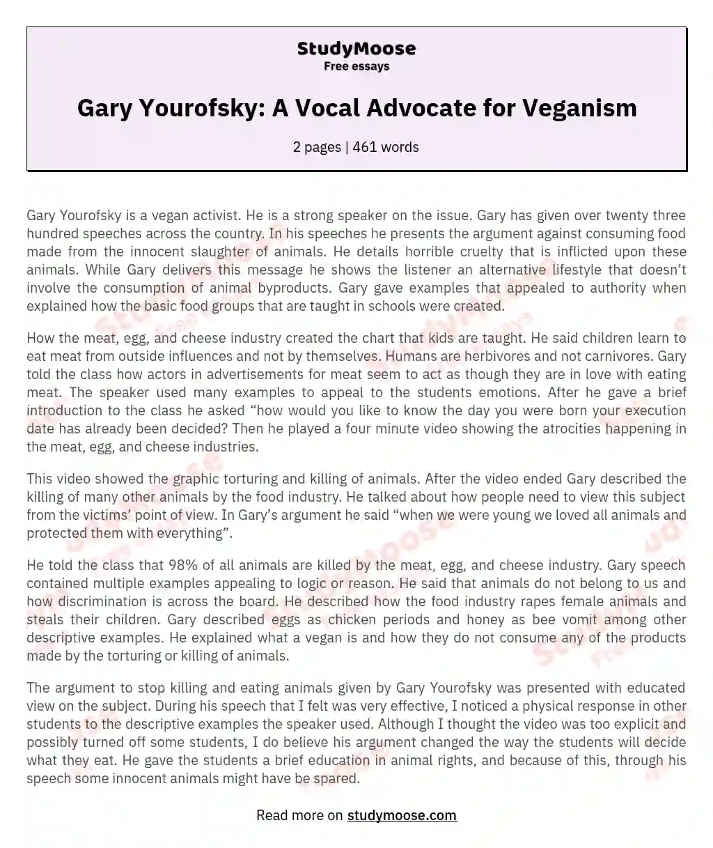 Gary Yourofsky: A Vocal Advocate for Veganism