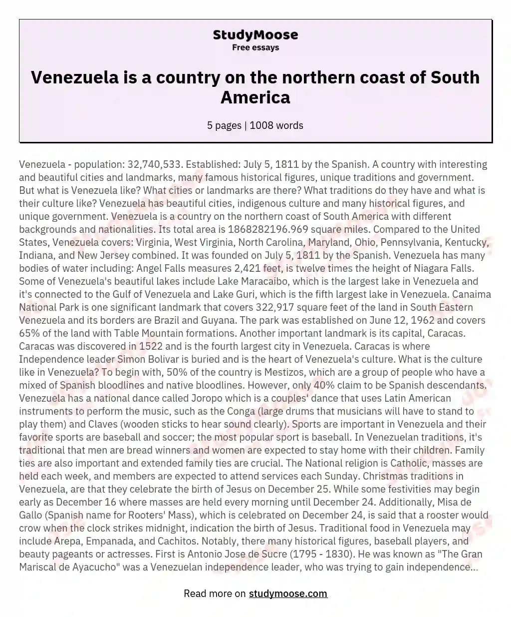 Venezuela is a country on the northern coast of South America
