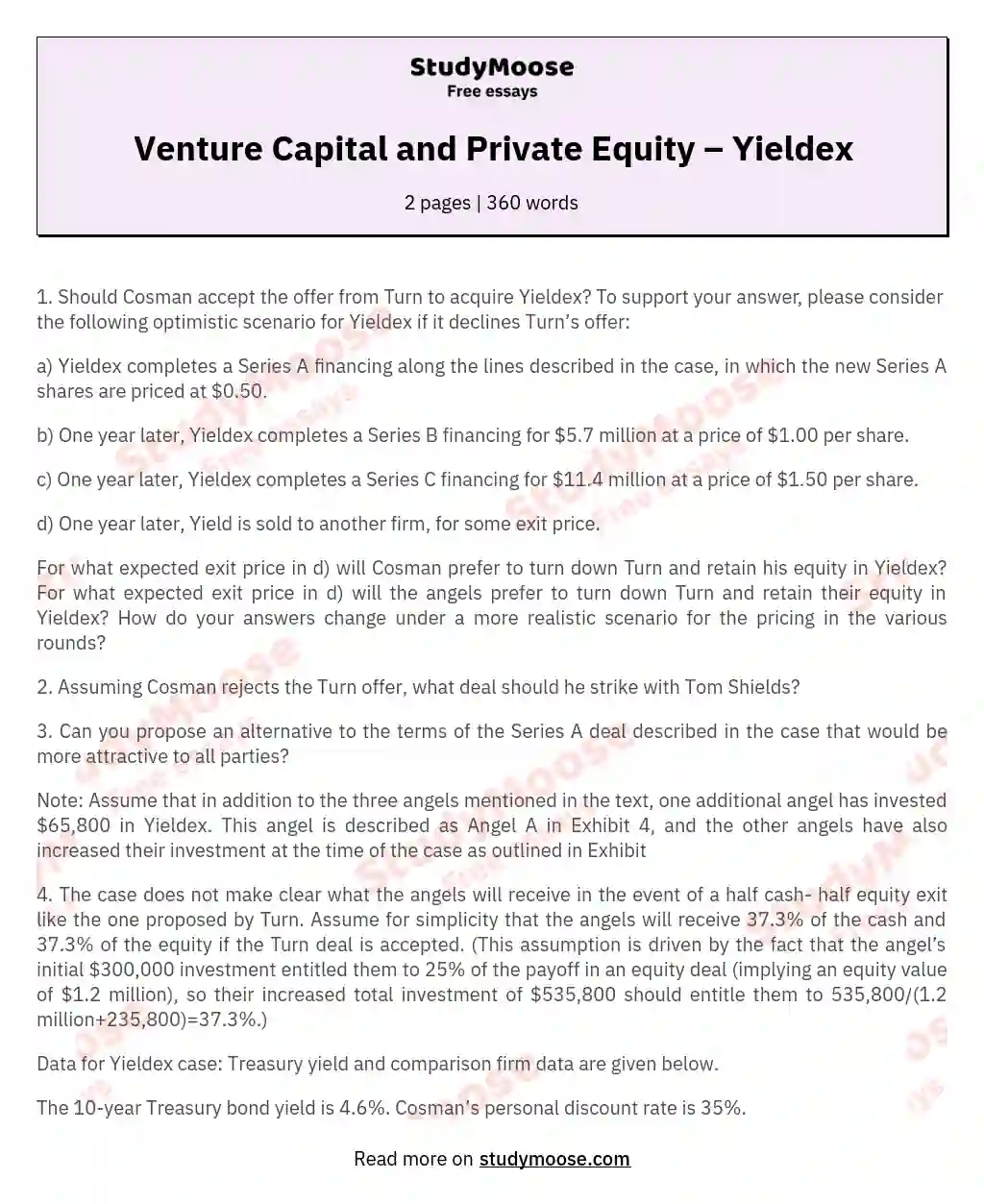 Venture Capital and Private Equity – Yieldex