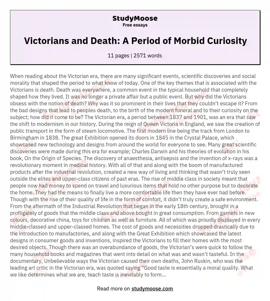 Victorians and Death: A Period of Morbid Curiosity