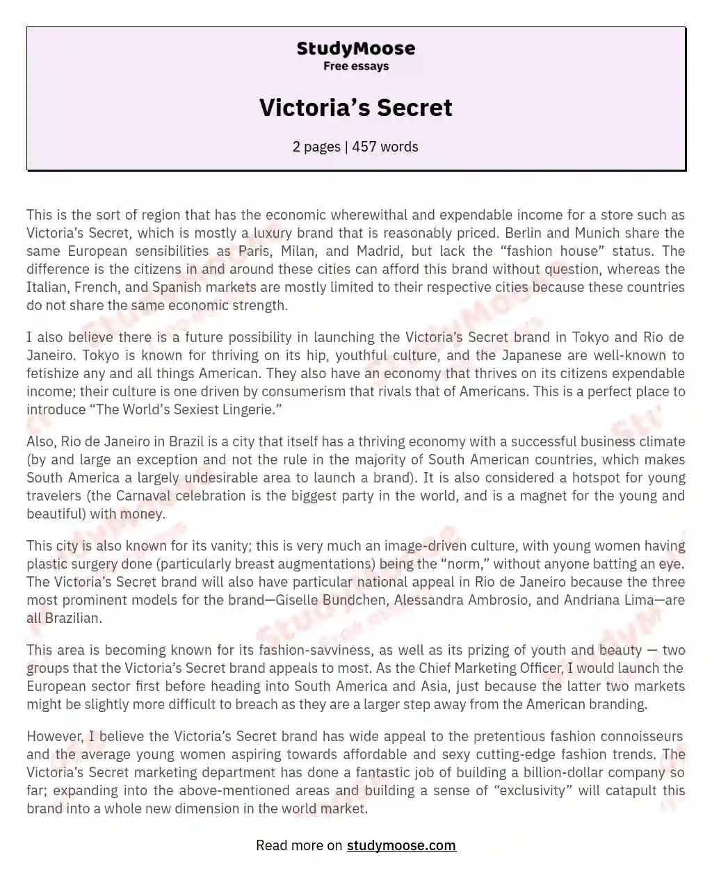 Victoria’s Secret essay