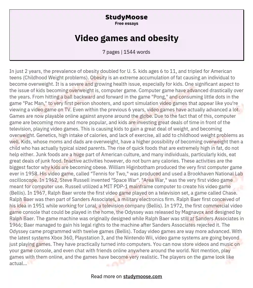 Video games and obesity