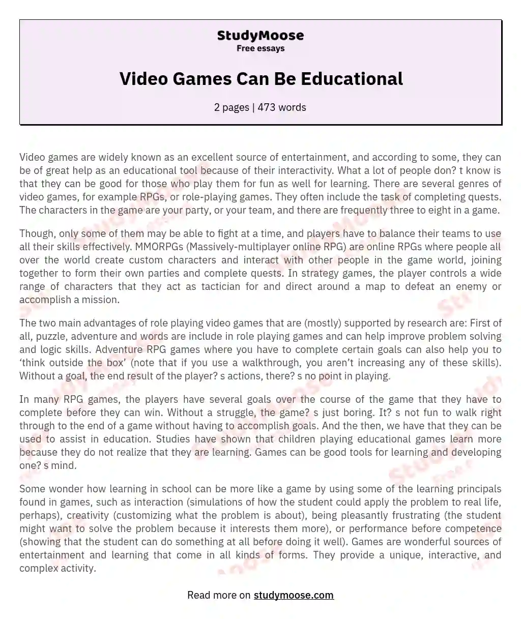 video game persuasive essay topics