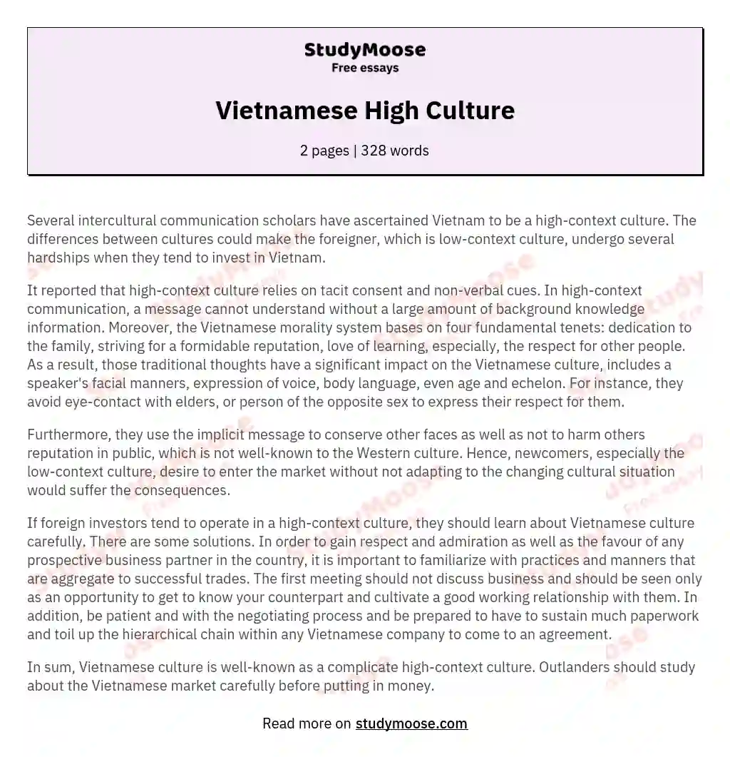 Vietnamese High Culture