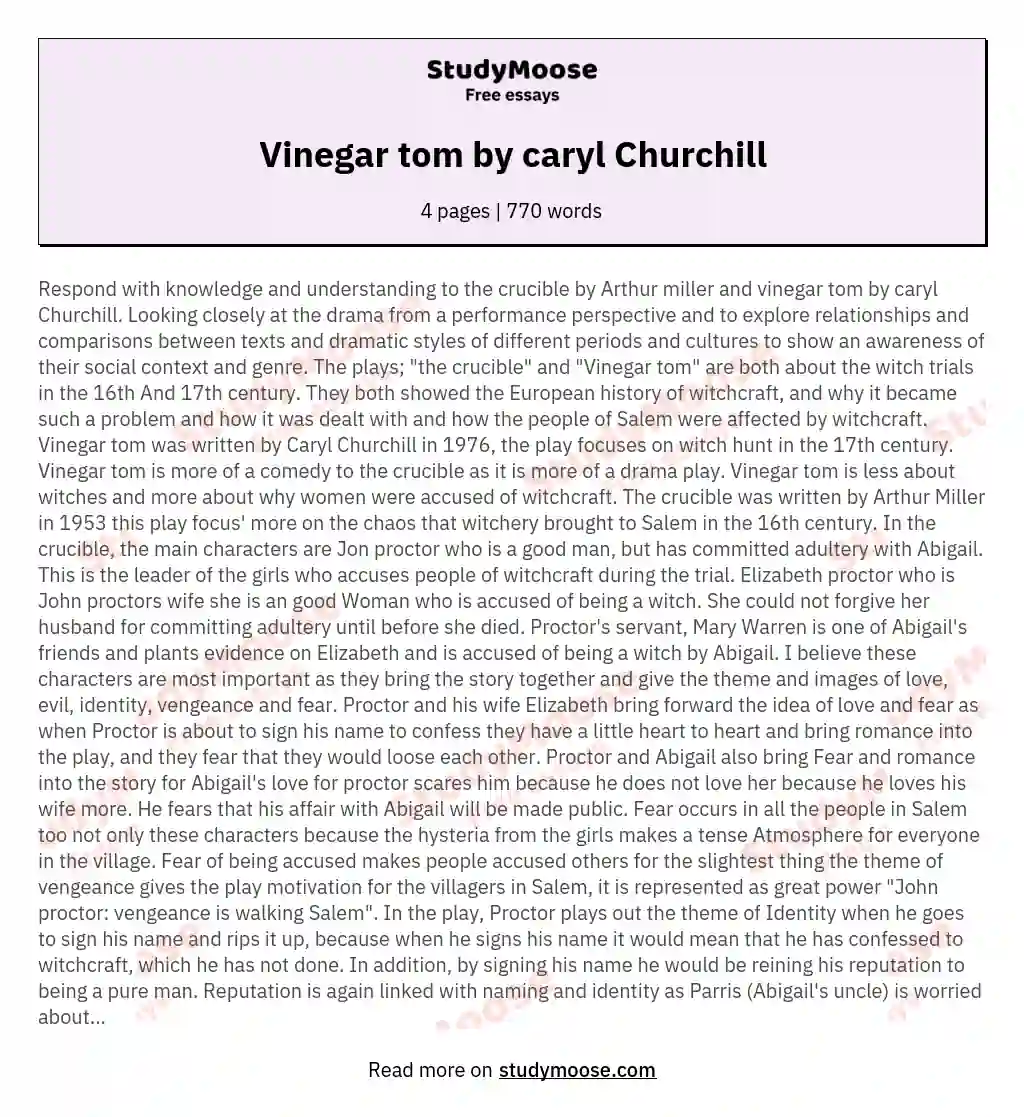Vinegar tom by caryl Churchill