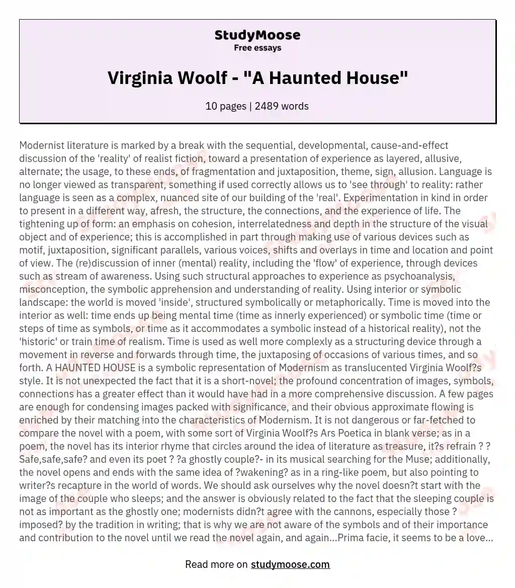 Virginia Woolf - "A Haunted House"