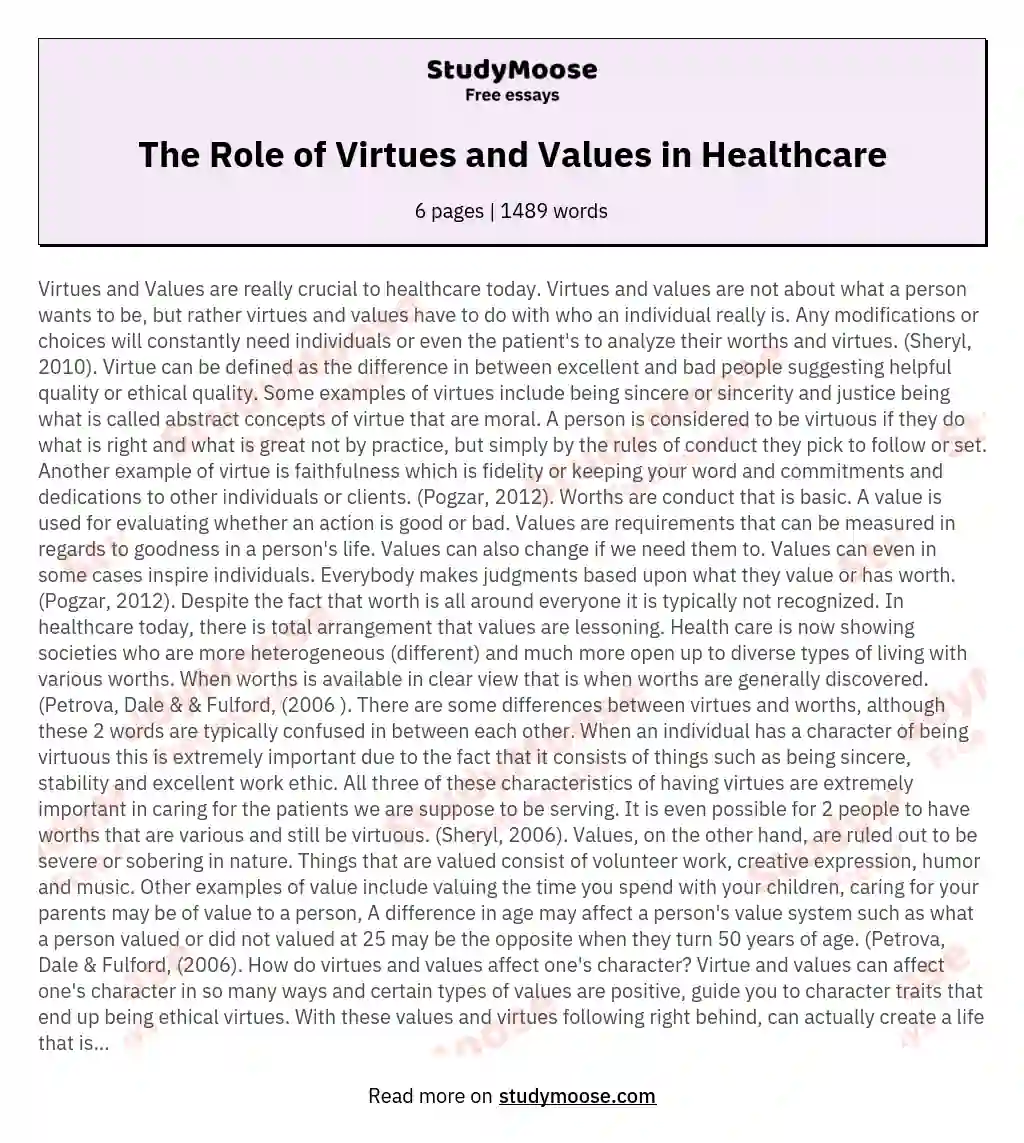 what is values essay