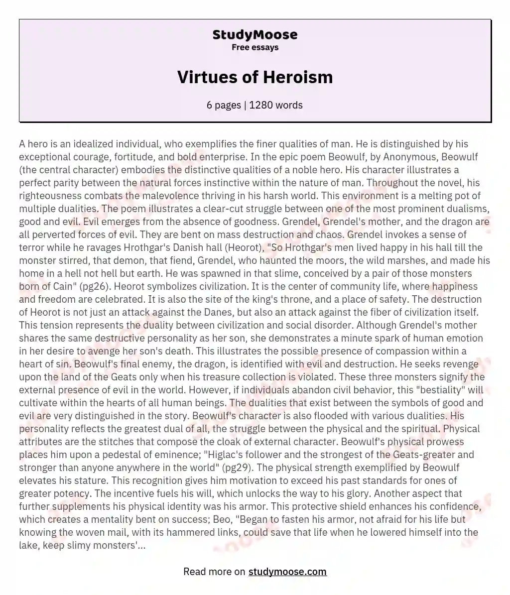 Virtues of Heroism essay