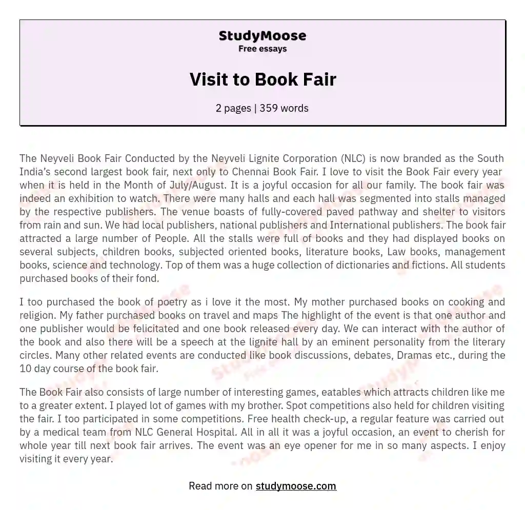 Visit to Book Fair essay