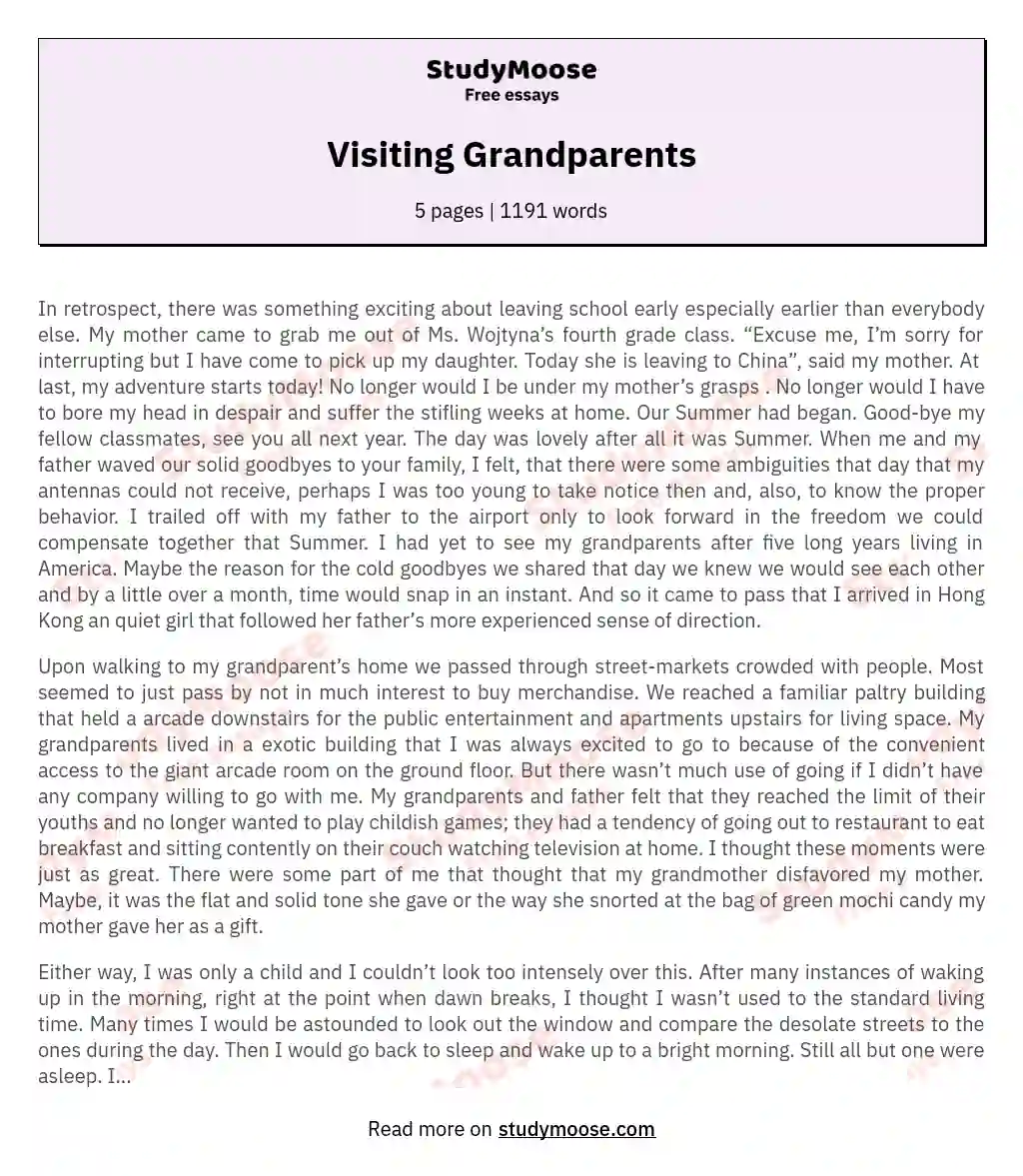 Visiting Grandparents essay