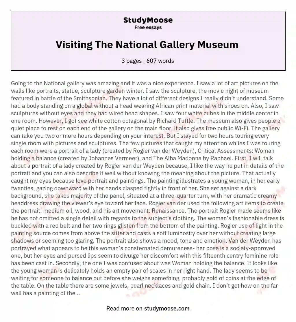 essay on a visit to a museum