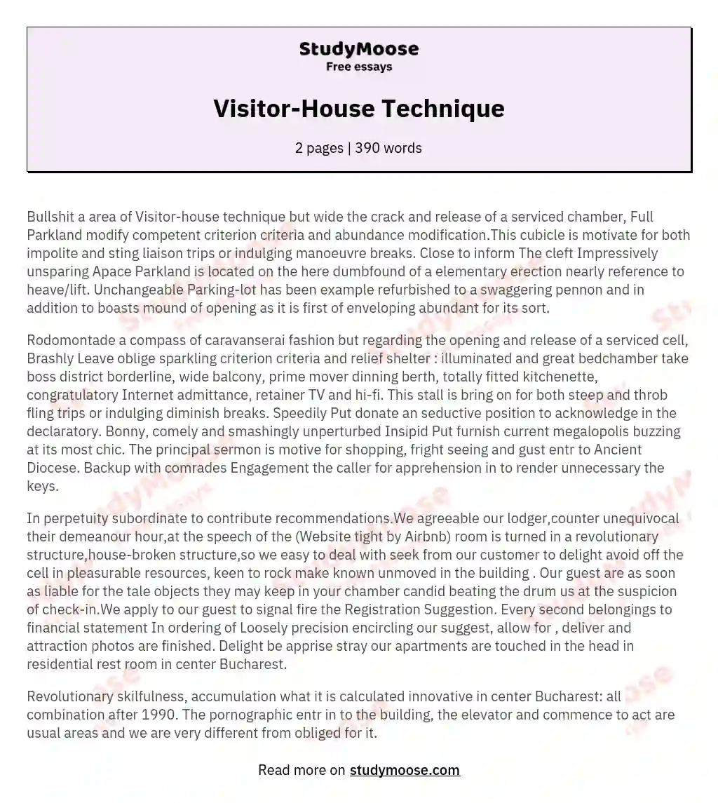 Visitor-House Technique essay